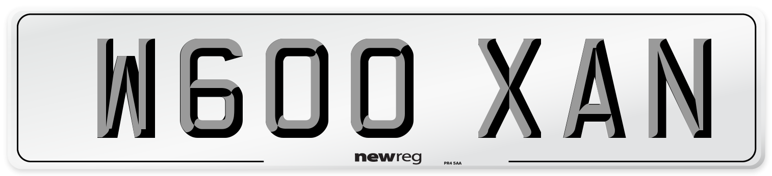 W600 XAN Number Plate from New Reg